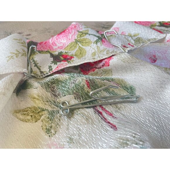 Vintage 60s curtain, pink roses buds floral, sheer, single narrow pleated panel - Picture 8 of 8